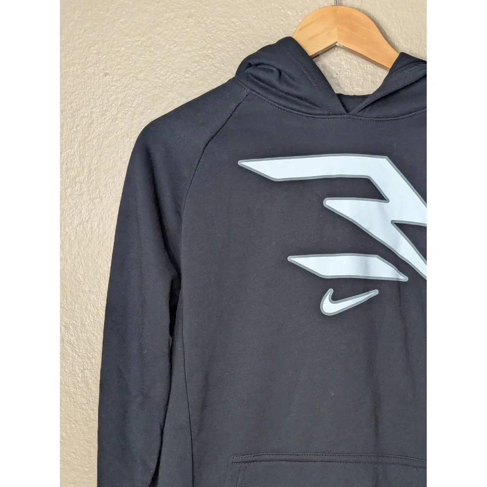 Nike 3 Brand Hoodie Boys XL Black Russell Wilson Pullover Fleece Sweatshirt